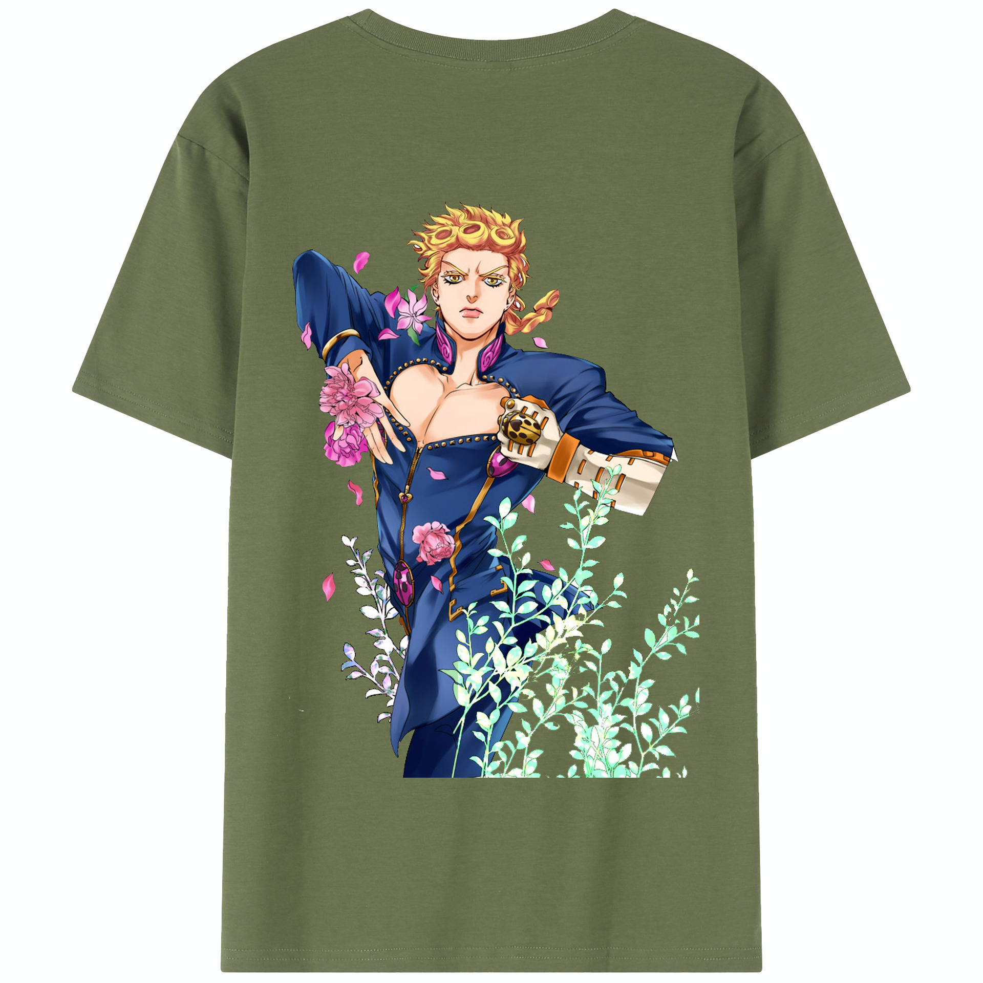 （画像用） ジョジョの奇妙な冒険 ジョルノ?ジョバァーナ JoJo's Bizarre Adventure Giorno Giovanna 綿100％半袖Tシャツ（背面プリント）